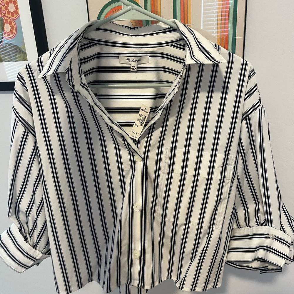 Madewell Black and White Striped Shirt